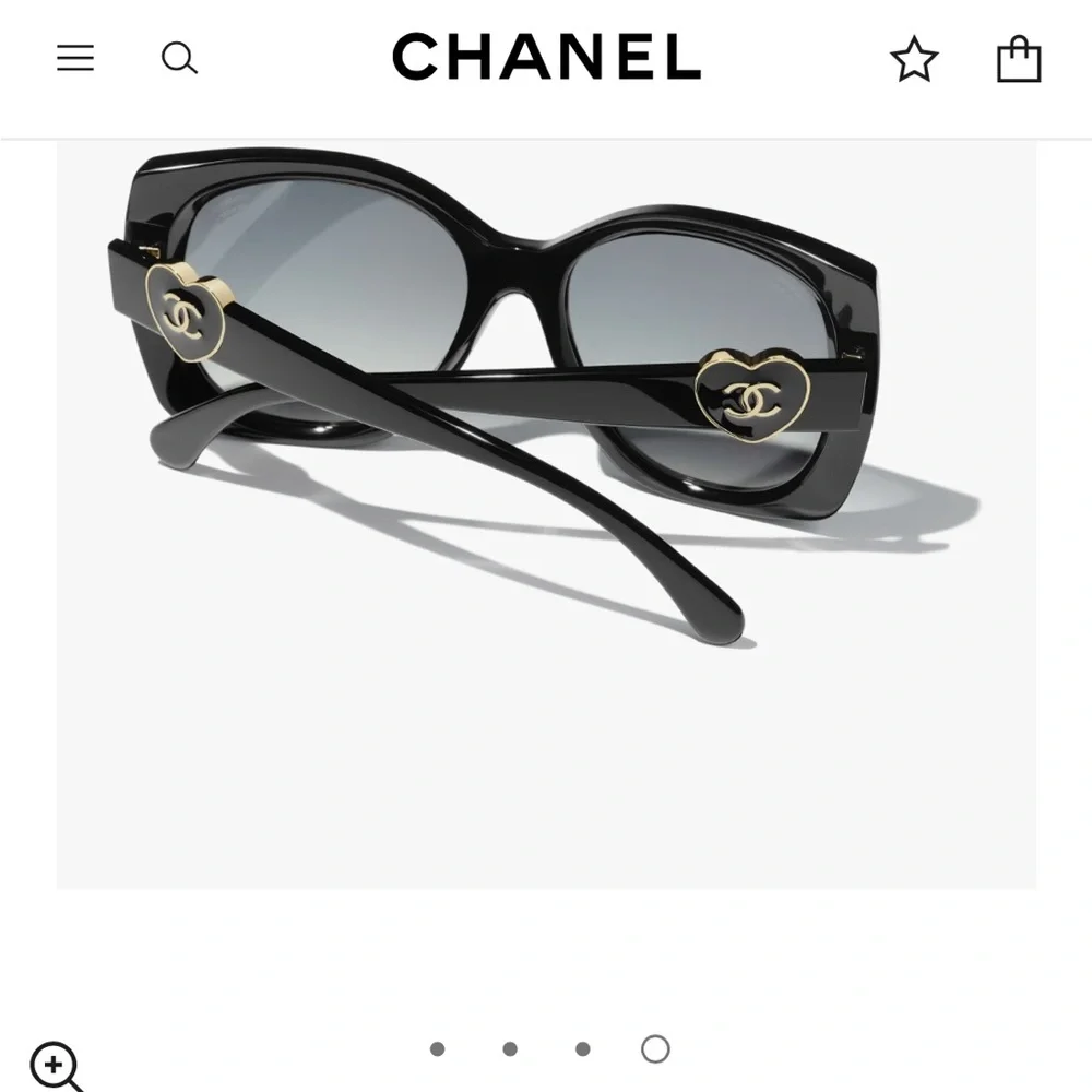 Chanel charming heart large square polarized sunglasses black w/case - Picture 1 of 9